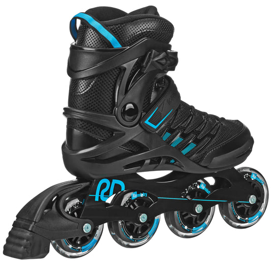 Roller Derby Inline Skate Black and Blue Rear Right Side