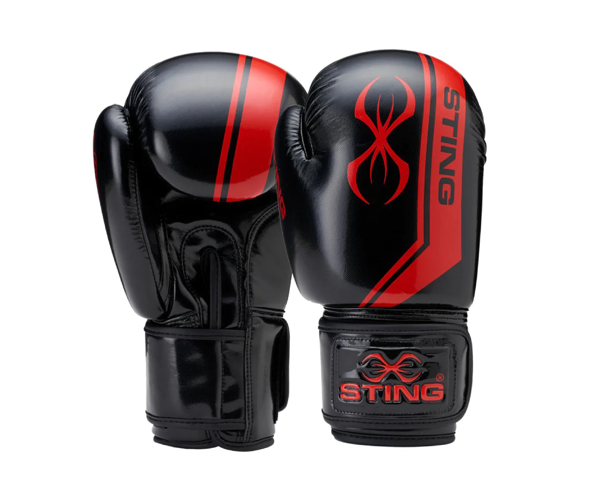 Sting Boxing Glove Black Red Front and Back View