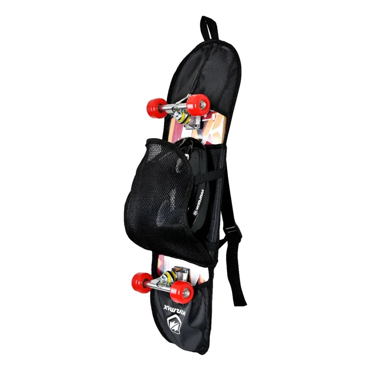Skateboard Combo Set with Protectors and Helmet Red White Vertical