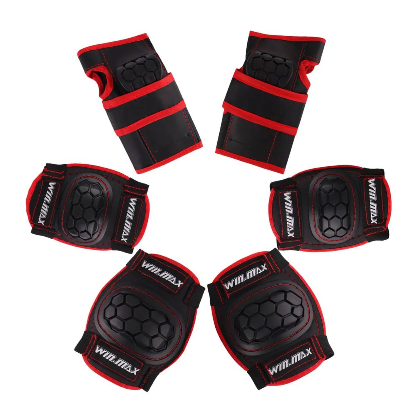 Winmax Junior Protectors Black Red Front Views