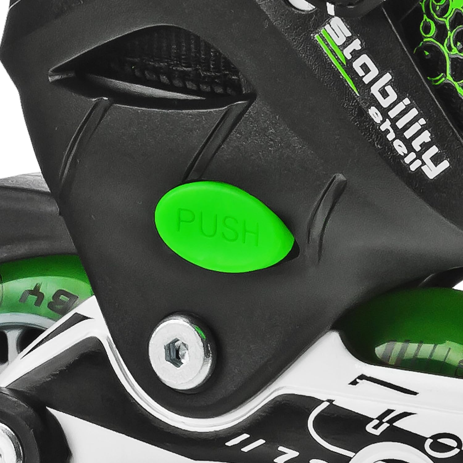 Rollerderby Inline Skate Black and Green Lower Side View