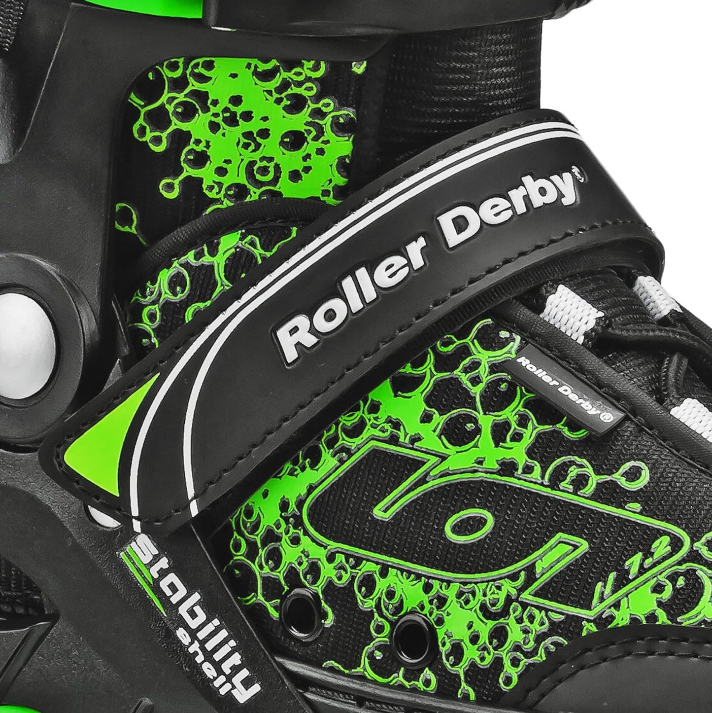 Roller Derby Inline Skate Black and Green Strap View