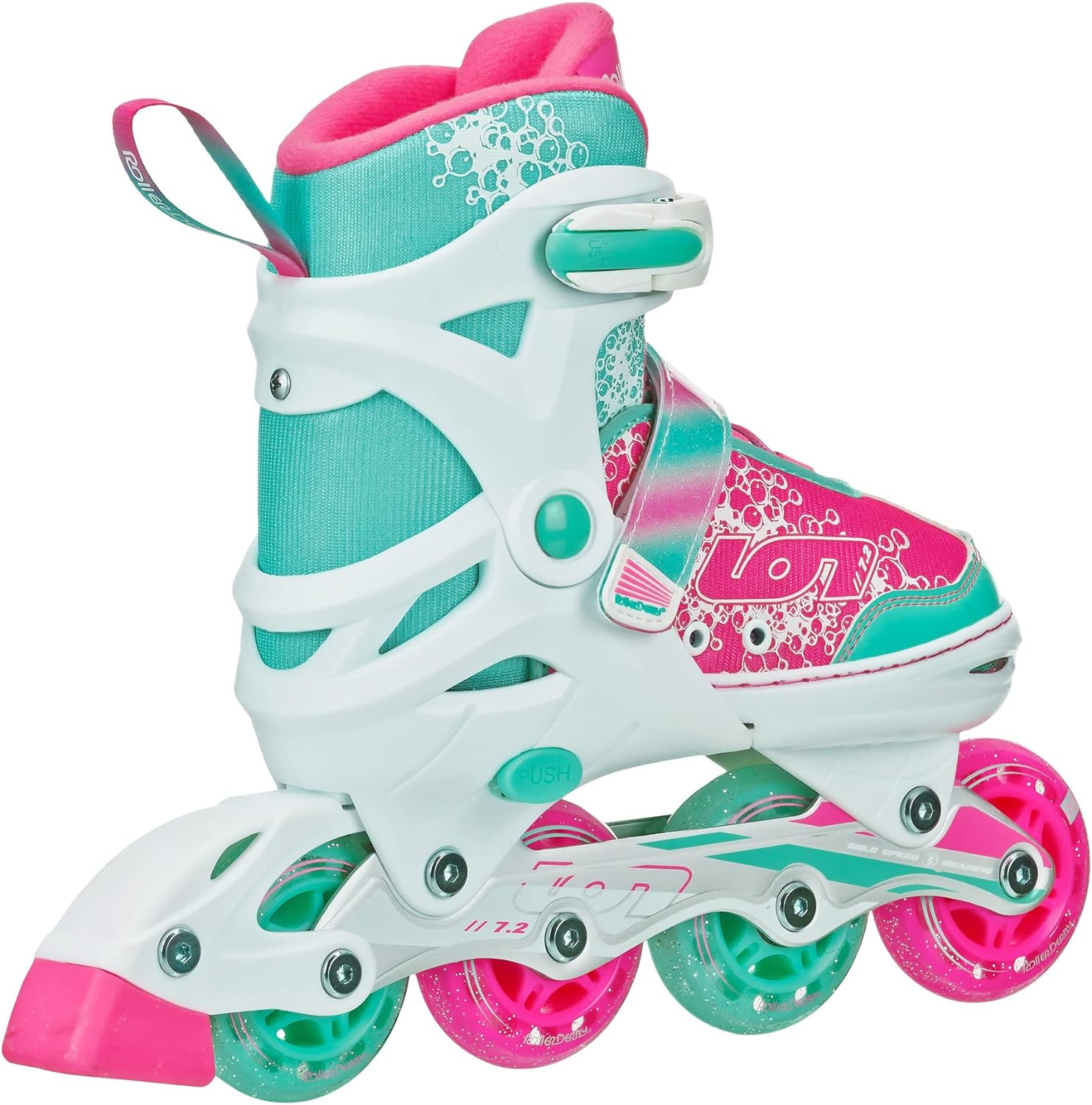 Roller Derby Inline Skate white, Blue and Pink Rear Right Side