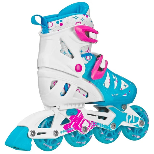 Roller Derby Inline Skate White,Light Blue and  Pink Rear Right Side