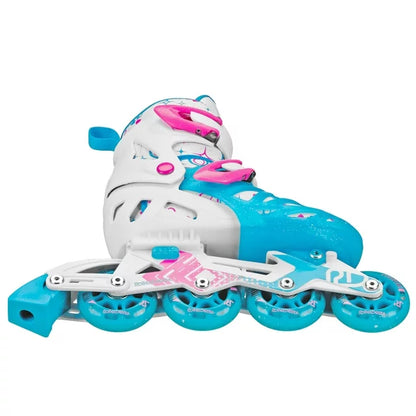 Roller Derby Inline Skate White,Light Blue and Pink Lower Side