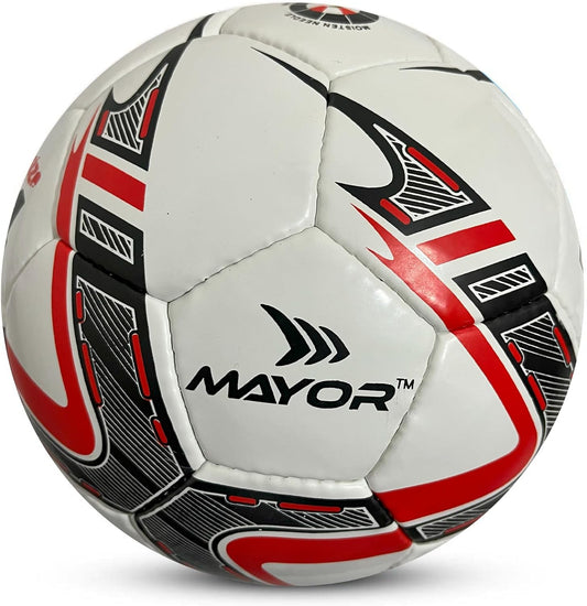 Mayor Football White with Red Black Design Side View