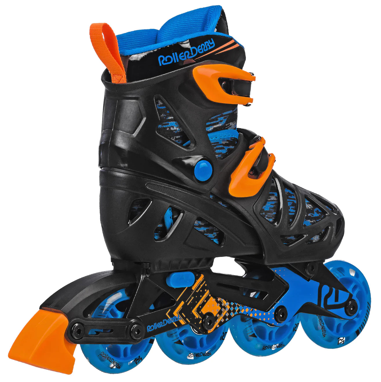 Roller Derby Inline Skate Black,Blue and Orange Rear Side