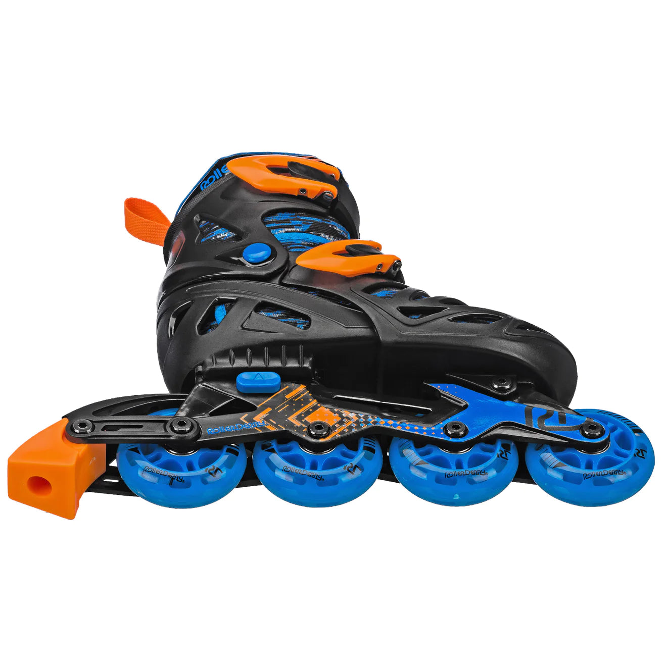 Roller Derby Inline Skate Black,Blue and Orange Lower Side