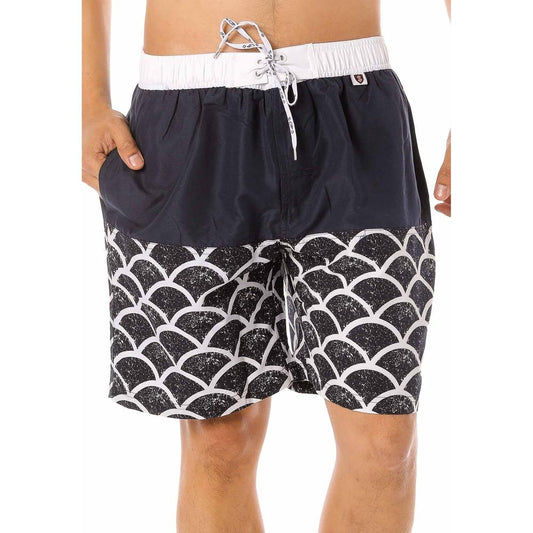 Scipo Mens Shorts Black With White Design Front View