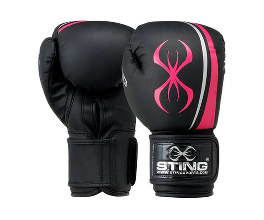 Sting Women Boxing Glove Black Pink Front and Back View
