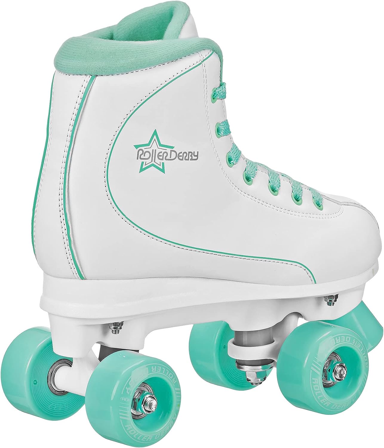 Roller Derby Quad Skate white and Green Rear Right Side