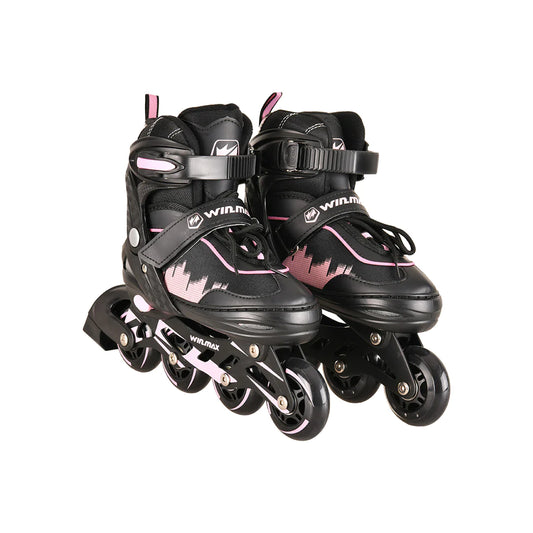 Winmax Quad Skate Blaack and Light Pink Pair Front View