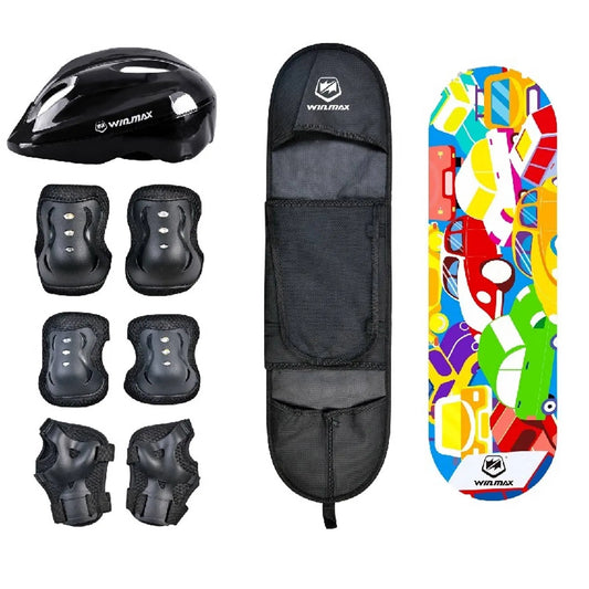 Kids Skateboard Combo Set with Protectors and Blue White Vertical