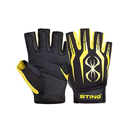 Sting Fusion Training Gloves Black Yellow Front and Back View