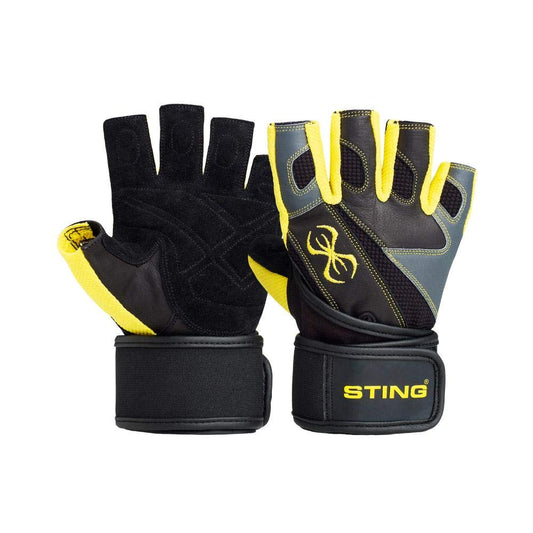 Sting Training Gloves Black Yellow Front and Back Side