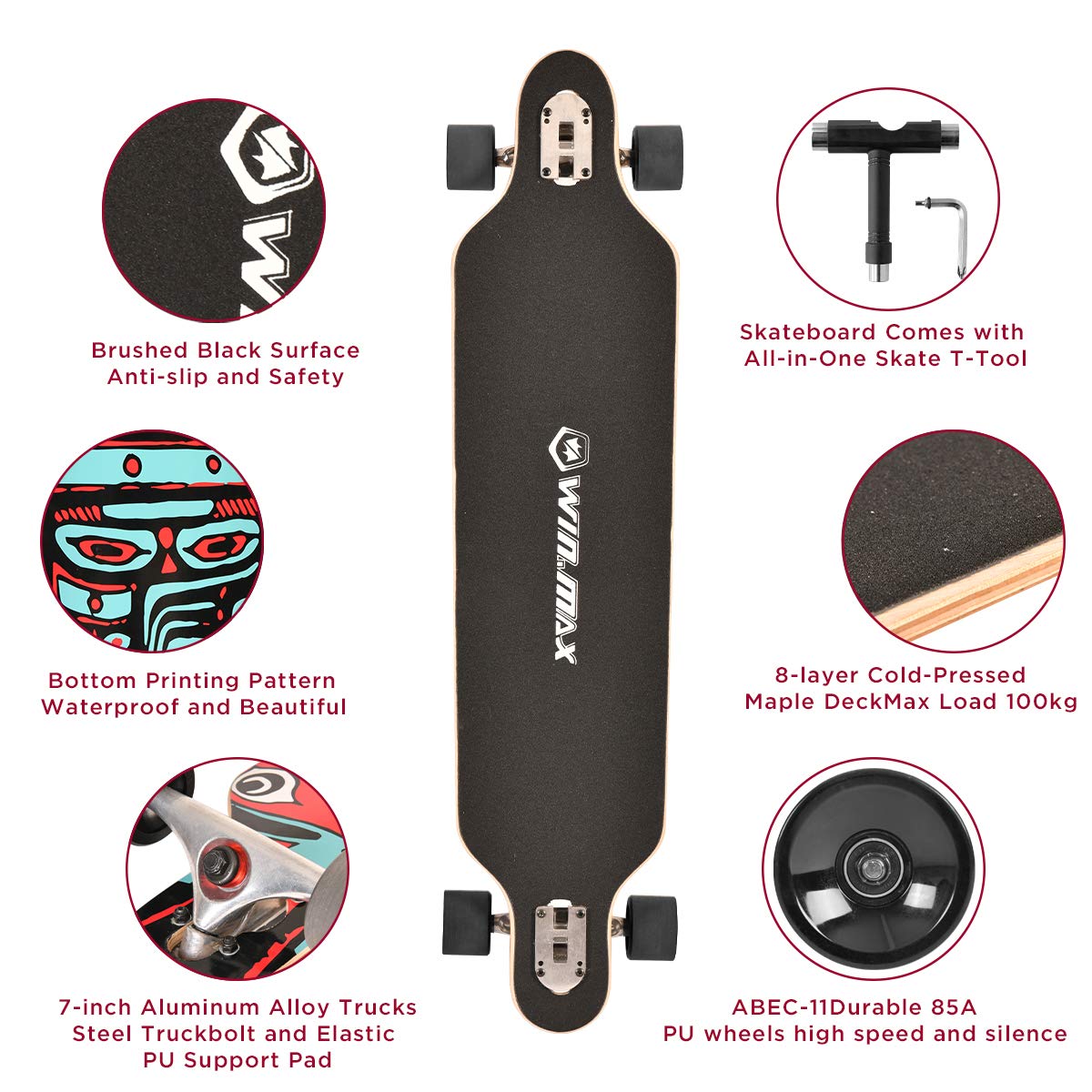 Winmax Longboard-Skateboard (WME76749)